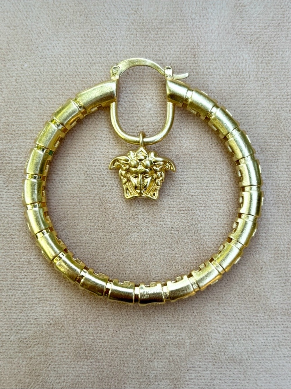 Vintage Versace Gold-Tone Medusa Hoop Earrings - Women Jewelry - Picture 10 of 11